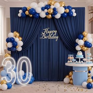 <span class=keywords><strong>Tende</strong></span> Drappeggiate Turchesi Senza Pieghe a 2 Pannelli per Feste, Matrimoni, Baby Shower, Compleanni, Decorazioni di Sfondo Personalizzabili - Product Image 2