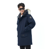 Nouvelle parka d'hiver chaude en duvet d'oie de haute qualité avec logo personnalisé Canada, rembourrage extérieur et col en fourrure avec capuche
