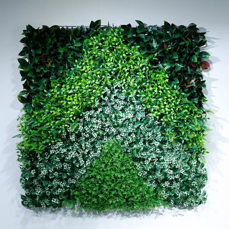 Tizen 3D Vertical Greenery Jungle Panel de pared Planta de plástico artificial Hierba Flor Decoración de pared Tizen Wall Greenery Jungle