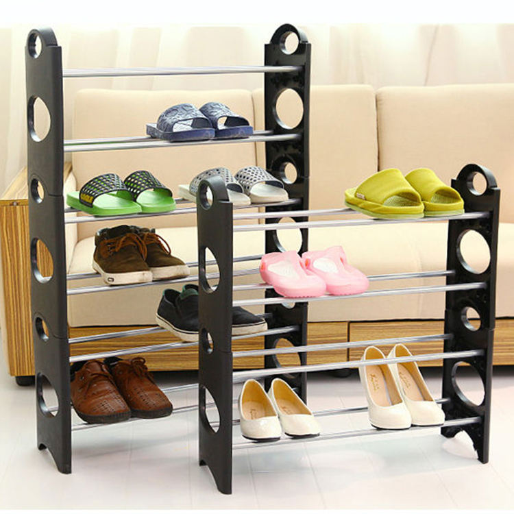 4-Layer Black Shoe Rack Cheap Home Organizer with 20-Pair Storage