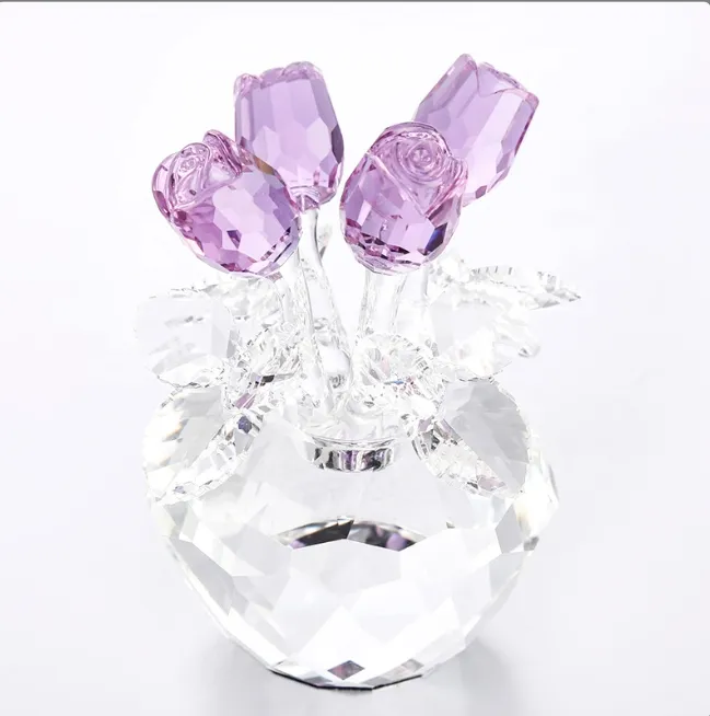 Hitop Kristall blumen Kristallglas Rose Figur Neuheit Handwerk Geschenke Jubiläum Weihnachts geschenk Neue Produktideen