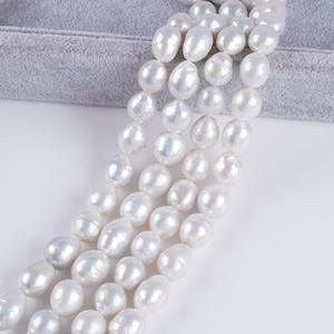 Collier semi-fini en perles d'eau douce naturelles blanches de 11 à 13 mm, en gros, pour la fabrication de bijoux DIY - Product Image 1