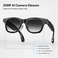 Lunettes Intelligentes IA avec Caméra 20MP, Enregistrement Vidéo 4K, Traduction en Temps Réel, Réduction du Bruit, Contrôle par Application pour Verres Photochromiques Sans Fil