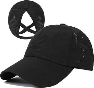 Cappellino da Baseball Regolabile da Donna a 5 Pannelli con Apertura per Coda di Cavallo, Asciugatura Rapida, in Tessuto Oxford Terry Jersey - Product Image 1