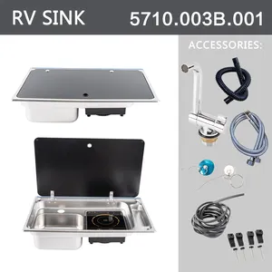 Professional Supplier 304 Stainless Steel RV Sink And Induction Cooktop Stove Combination For RV Caravan Boat Part Marine Yacht