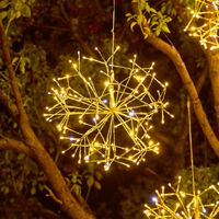 Lampe LED d'extérieur étanche en forme de feu d'artifice étoilé, branche artificielle dorée, pissenlit suspendu pour arbre
