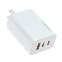Chargeur GaN 65W Prise US 2 USB C 1 USB a Adaptateur de charge rapide pour téléphone portable Ordinateur portable