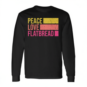 T-shirt a maniche lunghe retrò Peace Love Flatbread - Product Image 2