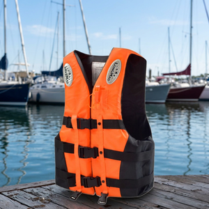 Chaleco Salvavidas LONGMVO Naranja de Tela Oxford, Alta Flotabilidad, Ayuda de Supervivencia para Hombres, Equipo de Seguridad para Pesca y Navegación - Product Image 1