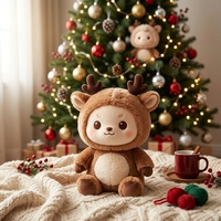 Peluche de Noël en forme de renne au design original, adorable animal en peluche, fabrication OEM/ODM personnalisée pour les fêtes