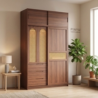Armoire de chambre à coucher avec panneau plat en verre massif, intégrée au plafond, pour appartement, avec unité combinée à double tiroir central, mobilier de maison
