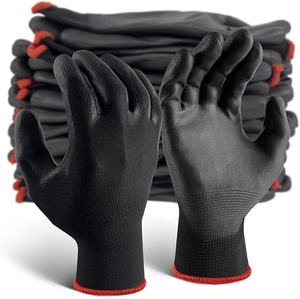 Gants de travail en polyester ultra-fins enduits de PU, excellente adhérence, noirs, pour la sécurité, le jardinage, l'entrepôt, travaux légers, imperméables pour hommes - Product Image 1