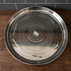 Stainless Steel Modern Round Dinner Plate <b>Mirror</b> Polished Eco-Friendly Durable Raised Rim Dishwasher Safe Serving Dish - Product Image 1