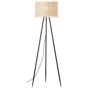 Lámpara de pie de metal Brilliant Raffy E27 con pantalla cilíndrica negra, iluminación interior minimalista beige, tamaño grande - Product Image 1