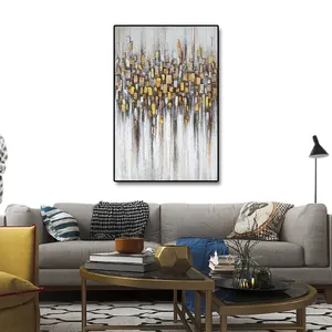 Gold Leaf Acrylic Abstract Paintings On Canvas Original Art Flowers Painting Extra Large Framed Painting