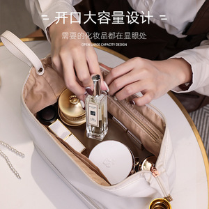 Sac à cosmétiques en cuir PU en forme de nuage Niceland Daily, grande capacité, imperméable, couleur unie, portable, étui à maquillage à main - Product Image 4