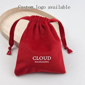 Sac à cordon en velours rouge épais, pochette en flanelle douce et lourde pour montre, flacon de parfum, cosmétiques, emballage anti-poussière, logo personnalisé - Product Image 3