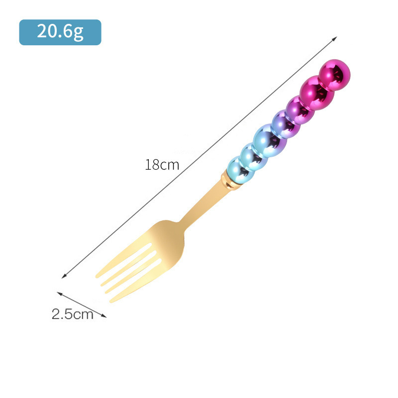 Rainbow 7 beads handle big fork-1.2mm 6pc card bag
