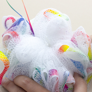 Rainbow Ribbon Bath Flower 50 Gram Bath Ball Bubble Body Scrubber Exfoliating <strong>Shower</strong> <strong>Sponge</strong> Loofah Mesh Bath <strong>Sponges</strong> - Product Image 5