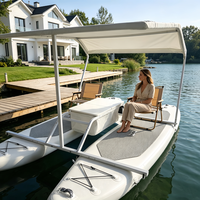 Bateau Catamaran Gonflable Portable avec Auvent pour 2 à 4 Personnes, en PVC, pour Loisirs Nautiques sur Lac