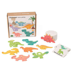 Lettre en bois colorée sur le thème des dinosaures appariement cartes mémoire Puzzle créatif jouets éducatifs pour les tout-petits - Product Image 1