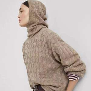 <span class=keywords><strong>Pull</strong></span> en tricot à <span class=keywords><strong>manches</strong></span> longues torsadé à paillettes décontracté pour femmes <span class=keywords><strong>avec</strong></span> capuche amovible en polyester - Product Image 1