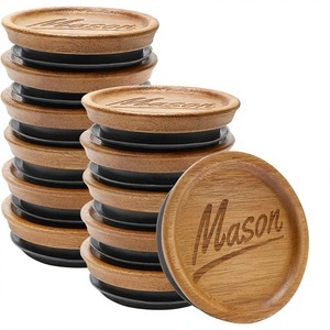 Couvercles en bois d'acacia massif pour bocaux Mason à ouverture standard, accessoires <span class=keywords><strong>de</strong></span> mise en conserve réutilisables - Product Image 1