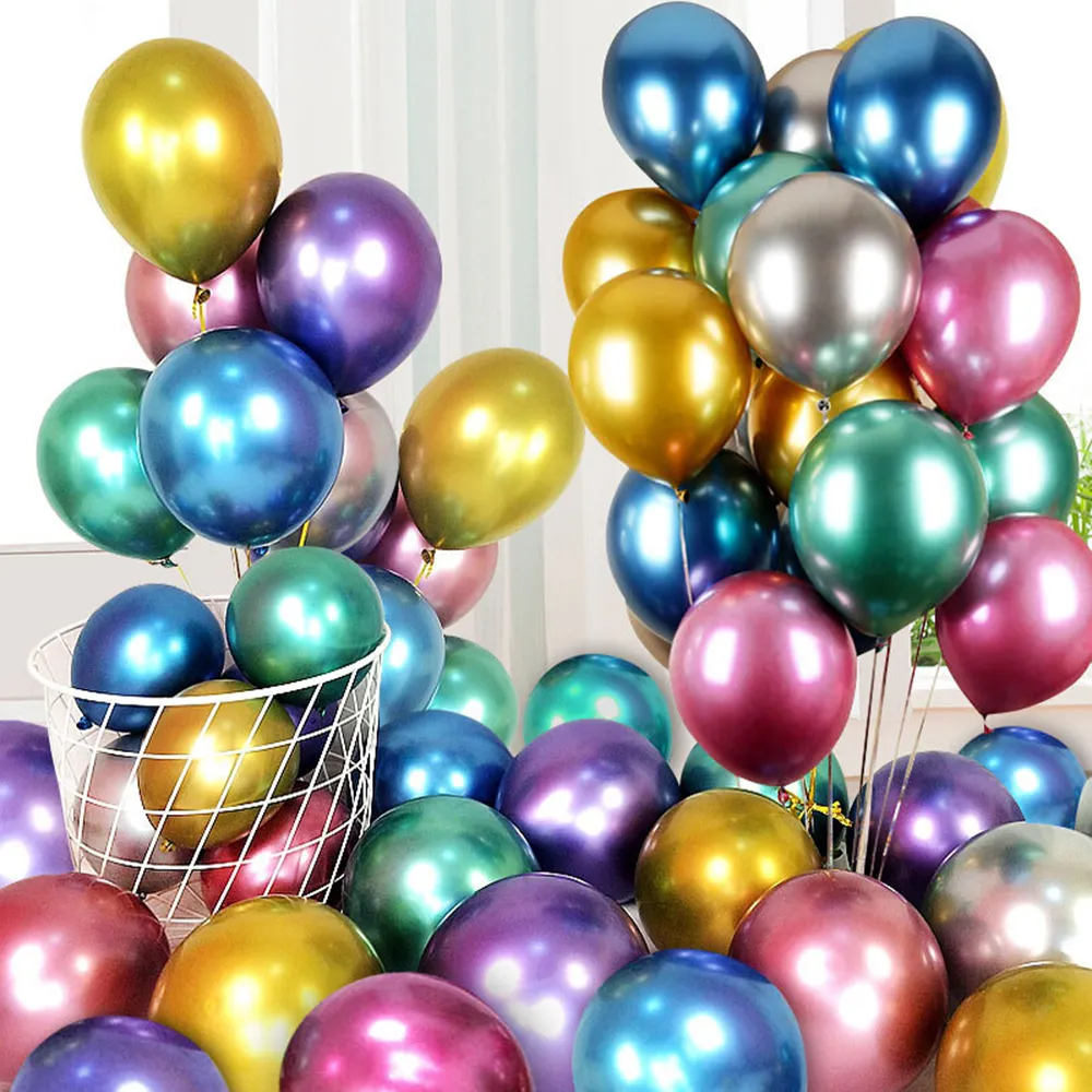 Metallic Balloon Chrome Metal Ball Pearl Latex Balloons For Butterfly Princess Birthday Decorations Balloons