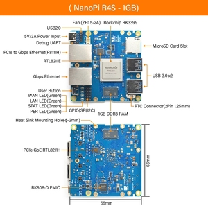 เราเตอร์พกพา FriendlyElec <span class=keywords><strong>Nanopi</strong></span> <span class=keywords><strong>R4S</strong></span> รุ่นเล็ก รองรับ OpenWRT พร้อมพอร์ตอีเธอร์เน็ตแบบ Dual-Gbps หน่วยความจำ 4GB LPDDR4 ใช้ชิป RK3399 สำหรับ IoT - Product Image 3