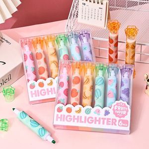 Surligneurs à double pointe assortis, séchage rapide, écriture fluide, 6 couleurs macaron, marqueurs pour étudiants, prise de notes - Product Image 1