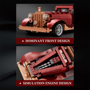 Vintage Auto Modell Phantom Oldtimer (865 Teile) Klassische Stadt Retro Limousine Bausteine Montage Kinderspielzeug Geschenk Bauklötze Set - Product Image 5