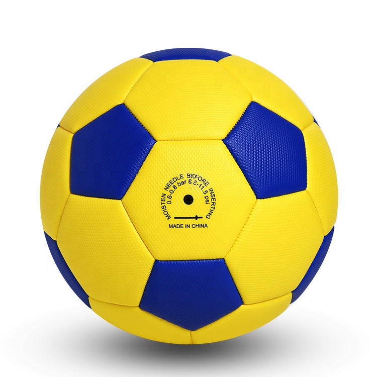 Желтый синий бриллиантовый кожаный мягкий футбольный мяч для подростков