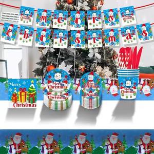 Ensemble de tampons de Noël bleus, 10 pièces, vaisselle de fête en plastique pour célébrations festives - Product Image 6