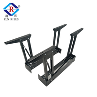Table basse brevetée extensible avec mécanisme de table à manger/bureau, ressort à gaz à fermeture douce, acier laminé à chaud, électrophorèse noire