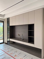 Mueble de TV Moderno de Pared con Panel de Madera Personalizado de Alta Gama, con LED, para Sala de Estar, Ahorro de Espacio, Material Ecológico