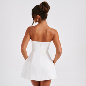 Abito da Clubwear <span class=keywords><strong>Chic</strong></span> da Donna, Gonna a Vita Alta Senza Spalline, Tinta Unita, Linea ad A, Sexy, da Festa, Slim-fit, Mini Abito da Sera Femminile - Product Image 6
