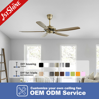 Ventilateur de plafond intelligent 1stshine 57 pouces avec commande Wi-Fi, compatible vocale, pales en ABS, télécommande, durable, pour la décoration intérieure, moteur DC