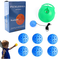 Entraîneur de pickleball d'intérieur pour enfant, monoplace, avec cordes, balle en PE perforée à 40 trous, haute élasticité (360g), sac de transport, pour débutants