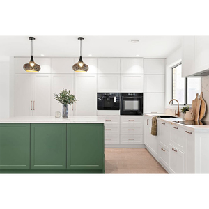 Australie <span class=keywords><strong>MDF</strong></span> <span class=keywords><strong>Laque</strong></span> Prêt à Assembler Blanc Mat Couleur Shaker Porte Design Moderne Armoires de Cuisine Modulaires - Product Image 1