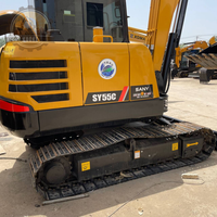 Excavatrice sur chenilles SANY SY55 d'occasion, excavatrice SANY 75C Pro 95C 135C d'occasion en stock pour les travaux d'aménagement paysager municipal