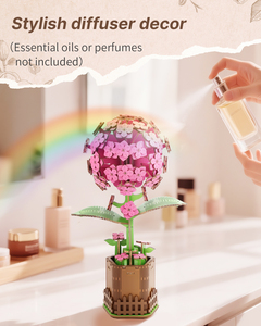 Kit de puzzle 3D en bois à monter soi-même, motif Hortensia en pot, pour décoration de bureau - Product Image 2