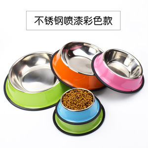 Bol pour animaux de compagnie en acier inoxydable, plat antidérapant pour chien et chat, bol à nourriture épaissi pour petits et grands animaux, couleur rose - Product Image 4