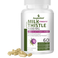 Aeglewell Herbs Chardon-Marie Premium : Capsules Détoxifiantes pour le Foie, Nettoyant Intestinal, Détoxifiant Corporel, Complément Alimentaire 1000mg