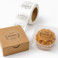Autocollant en vinyle adhésif transparent personnalisé pour emballage de boîte à gâteau de forme ronde