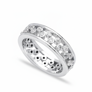 <b>Two</b> <b>Rings</b> Together Zircon <b>Stone</b> Shiny Best Selling Popular Wholesale Handmade Turkish 925 Sterling Silver Jewelry - Product Image 2