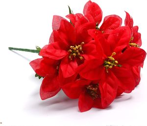 Nhân Tạo Giáng Sinh Hoa Giả Trạng Nguyên Bụi Hoa Lụa Vải Hoa Trang Trí Trang Trí Cho <span class=keywords><strong>Xmas</strong></span> Tree Vòng Hoa Trang Trí Nội Thất - Product Image 4