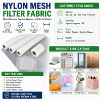 Gulungan Jaring Saringan Nylon 5-400 Mikron, Layar Saringan Food Grade untuk Pengolahan Makanan, Ukuran Kustom