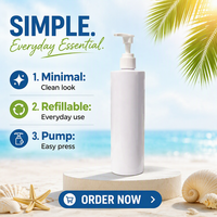 Bouteilles vides cylindriques en PET de 500 ml pour emballages de soins de la peau, 250/300/400 ml pour lotion corporelle et huiles essentielles, flacon pompe pour shampoing