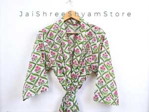 ชุดคลุมกิโมโนผ้าฝ้ายพิมพ์ลายดอกไม้สำหรับผู้หญิง น้ำหนักเบา ใส่สบายในเวลากลางคืน และเป็นชุดนอนที่ทันสมัยและให้ความสบายในบ้าน - Product Image 2