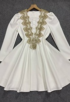 Robe Courte Sexy Femme Printemps-Été, Mini-Robe Bandage à Manches Longues, Col en V, Dentelle, Nœud Croisé sur le Devant, Coupe Évasée, pour Soirée